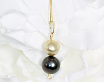 14KY Gold Tahitian & South Sea Pearl Necklace