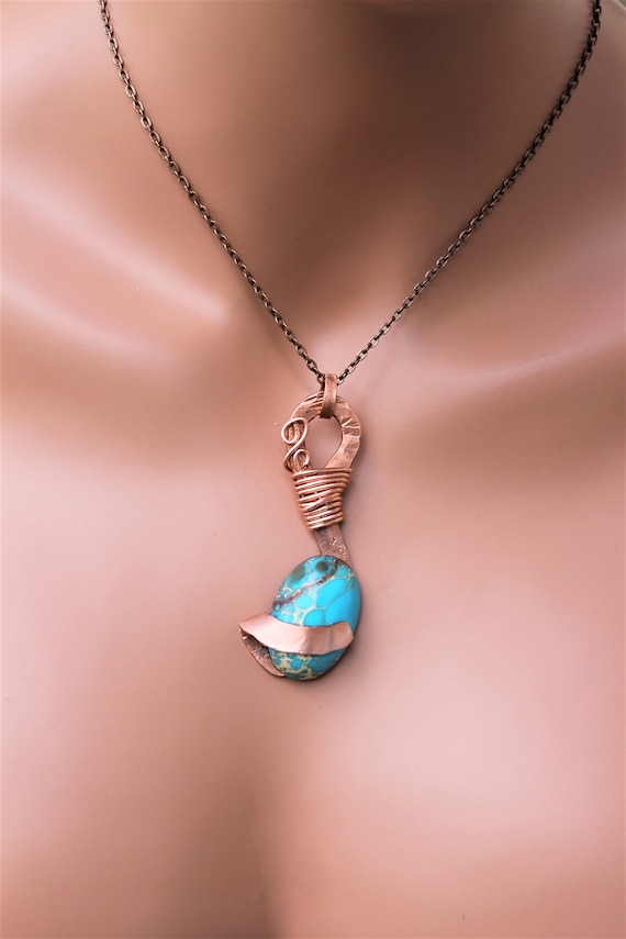 Hammered copper Hammered copper necklace Hammered jewelry Etsy