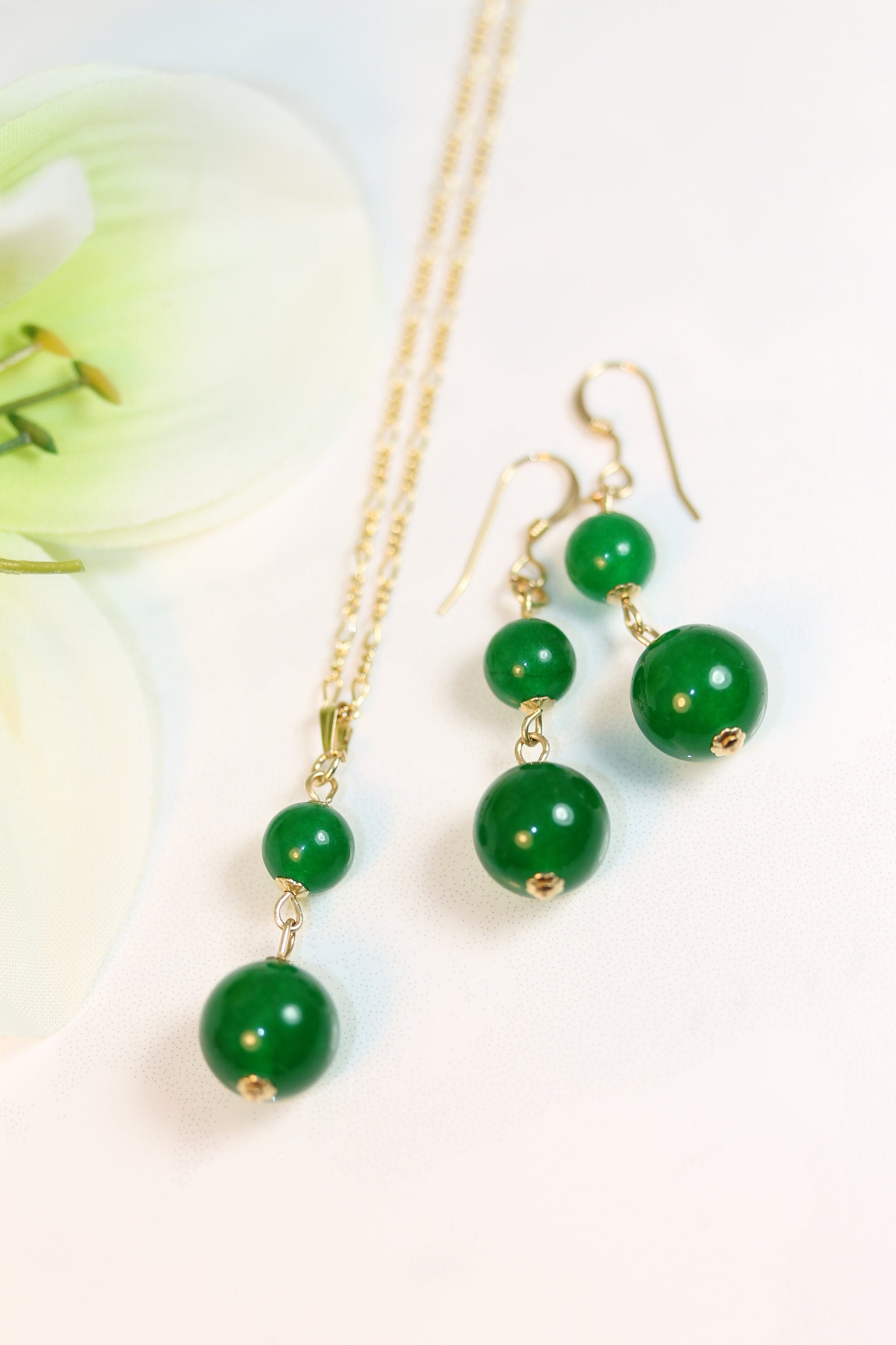 Jade Jewelry Jade necklace and Earring set Jades Genuine Etsy