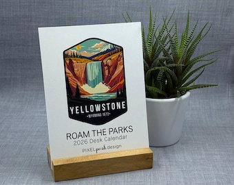 2026 Desk Calendar: National Parks, Vintage-Style Art with Optional Wood Stand