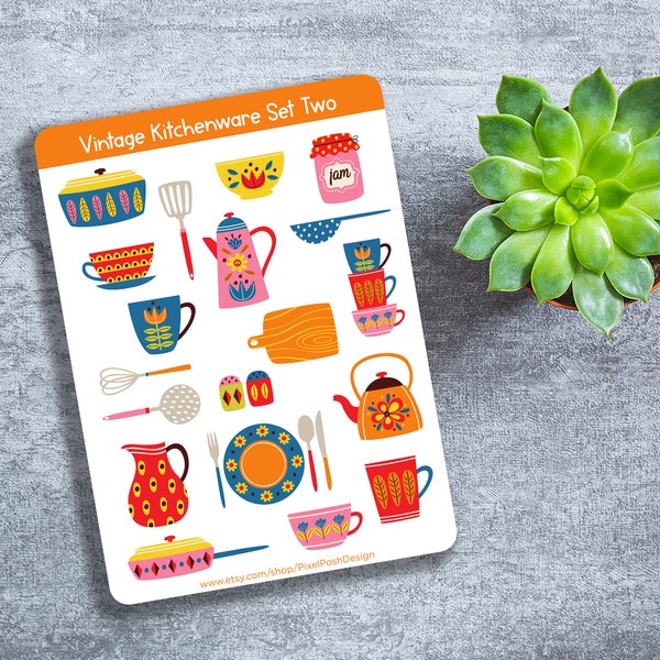 Vintage Kitchenware Set Two - Kitchen stickers - Planner stickers - Bullet journal Stickers - Kitchenware stickers