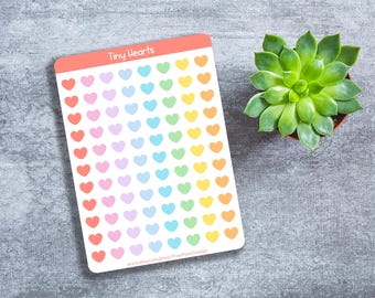 Candy Heart Stickers: Colorful Planner Stickers - 88 Piece Sheet