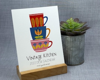 2027 Desk Calendar: Kitchen with Optional Wood Stand