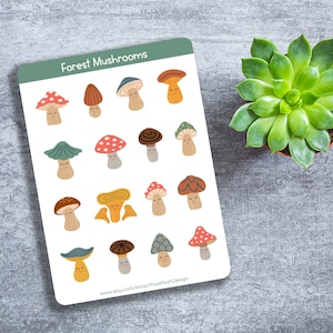Assorted Forest Mushrooms - Cuter Mushroom Stickers - Planner stickers - bullet journal stickers - Mushroom Stickers