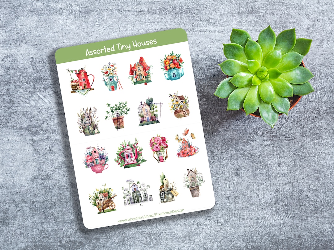 Assorted Tiny Houses Set - Cute Tiny House Stickers - Planner Stickers ...