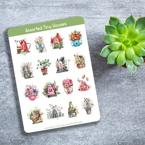 Assorted Tiny Houses Set - Cute tiny house stickers - Planner stickers - Bullet journal Stickers - Fairy house stickers