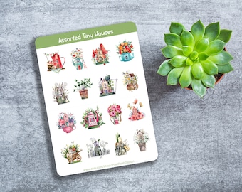 Assorted Tiny Houses Set - Cute tiny house stickers - Planner stickers - Bullet journal Stickers - Fairy house stickers