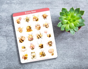 Buzzy Bees - Cute bee stickers - Planner stickers - Bullet journal Stickers - bumble bee stickers - bee gift