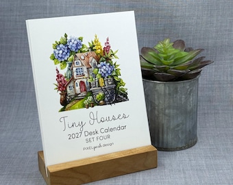 2027 Desk Calendar: Tiny Houses Set Four with Optional Wood Stand