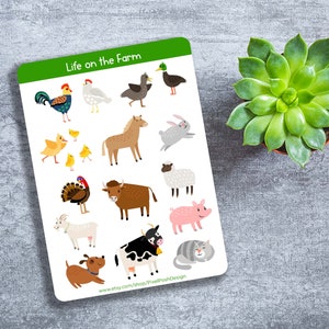 Life On The Farm stickers - Cute farm animal stickers - Planner stickers - Bullet journal Stickers - farm animal stickers - animals - cow