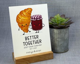 2027 Desk Calendar: Food Friends with Optional Wood Stand