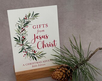 Bible 25 Gifts from Jesus Christ - Christmas Countdown Scripture Cards - Optional Wooden Stand