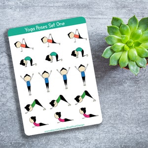 Yoga Poses Set One - Cute yoga stickers - Planner stickers - Bullet journal Stickers - Yoga stickers