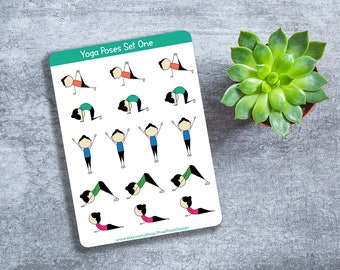 Yoga Poses Set One - Cute yoga stickers - Planner stickers - Bullet journal Stickers - Yoga stickers