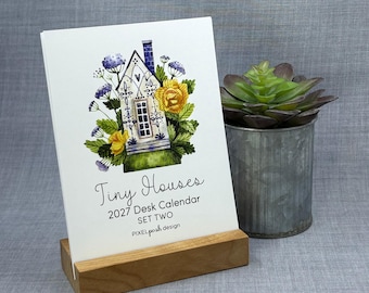 2027 Desk Calendar: Tiny Houses Set Two with Optional Wood Stand