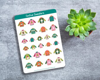 Holiday Sweater Sticker Sheet - Planner, Journal, Crafts