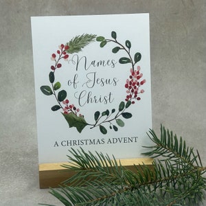 Christmas Advent Calendar names of Jesus - 25 names of Jesus Christ - calendar with wooden stand - names of Jesus - KJV Bible - Christmas