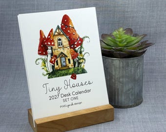 2027 Desk Calendar: Tiny Houses Set One with Optional Wood Stand