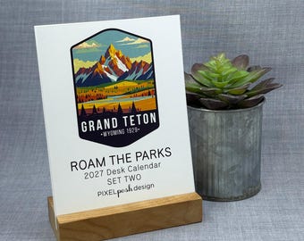 2027 Desk Calendar: National Parks Set Two with Optional Wood Stand