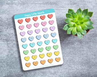 Happy Little Hearts - Sticker sheet - Valentines Stickers - Bullet Journal Stickers - Planner Stickers - Cute Heart Stickers