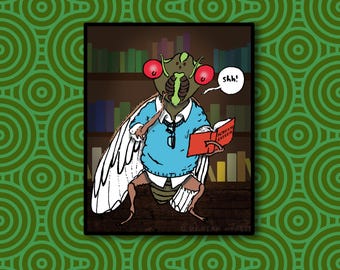 Cicada Librarian- Vinyl Sticker (4 inch size)