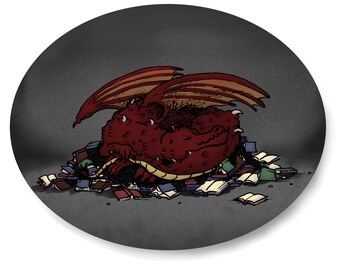 BookWyrm Sticker- Dragon on a Hoard of Books- 4 Inch Vinyl Sticker
