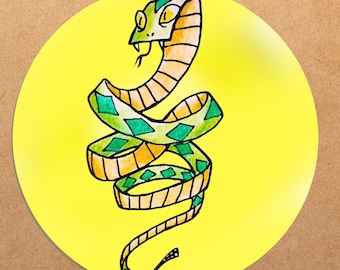 Flat Snake- He's Been Tread On-  3 inch Vinyl Sticker