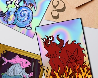 Three Random Stickers- MYSTERY PACK- Various Size Vinyl Stickers