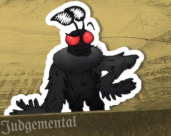 Judgemental Mothman Sticker (4 inch size) (Cryptid Humor Vinyl Sticker)