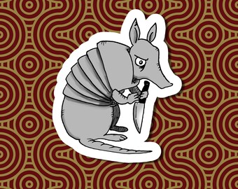 Armed Armadillo- Vinyl Sticker (3 inch size)