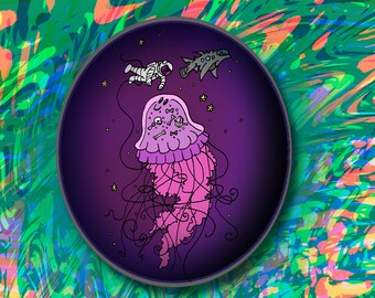 Astronaut and Jellyfish- 3 Inch Vinyl Sticker