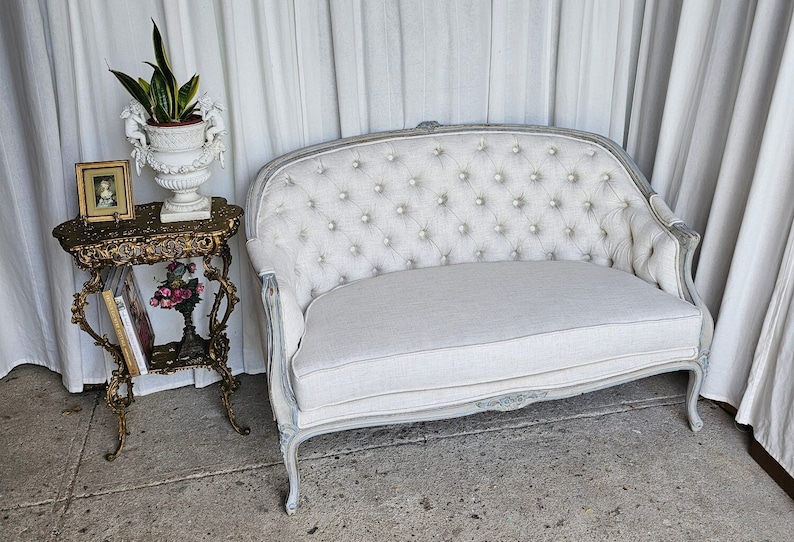 Vintage French Style Settee, Love Seat, Circa 1930s, Newly Reupholstered, image 2