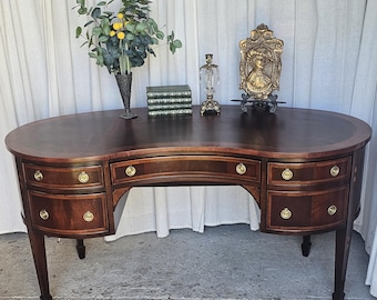 HEKMAN, Federal Style,  Kidney-Shaped Desk, 1970s
