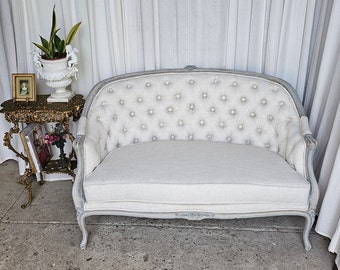 Vintage French Style Settee, Love Seat, Circa 1930s, Newly Reupholstered,