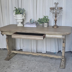 Imperial carved walnut library table/ Desk, Trestle Table, Writing Desk