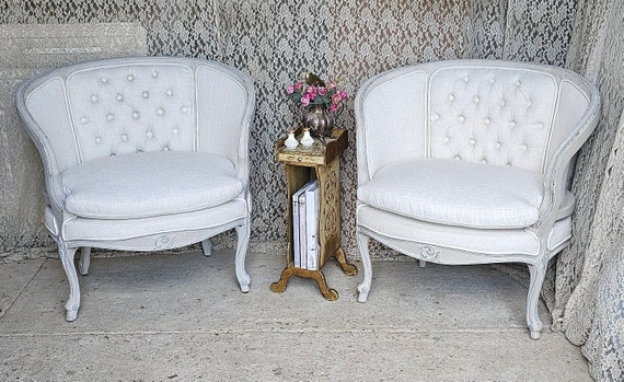 Vintage French Pair of Occasional Chairs Paris Apartment Style Newly Reupholstered Etsy
