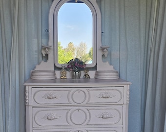 Victorian Pink Dresser with Mirror, Circa 1920's