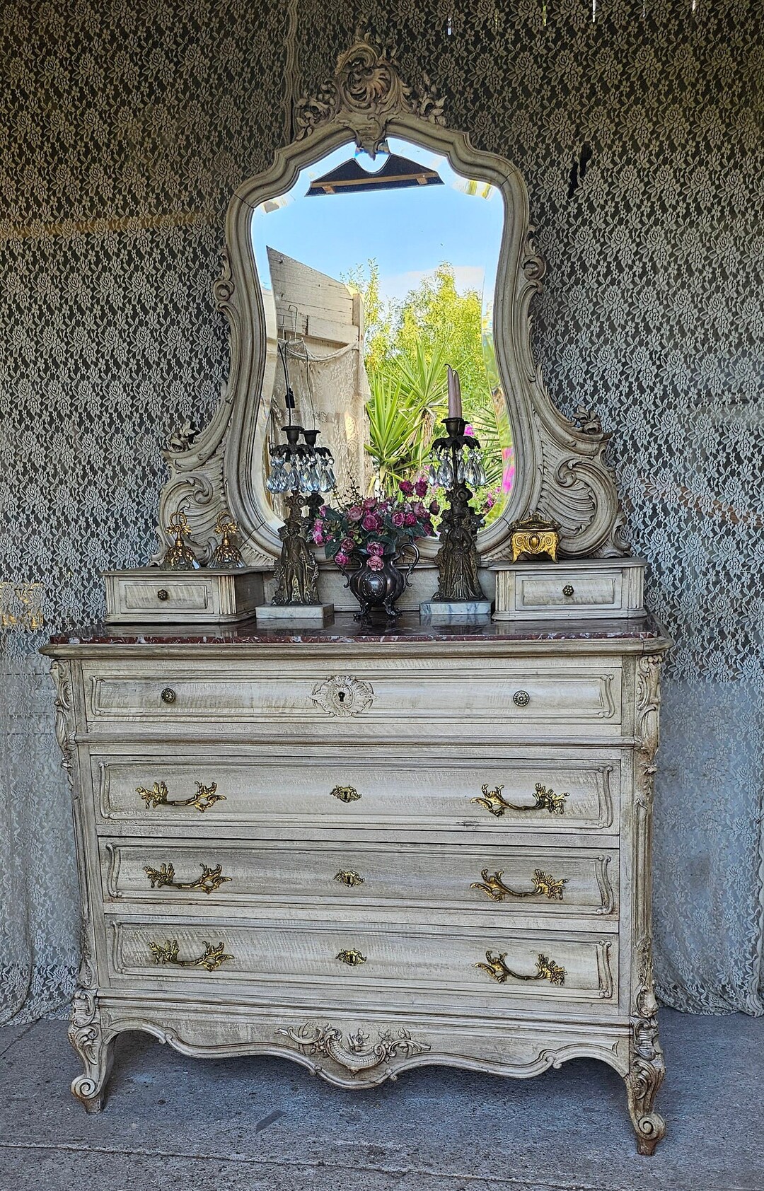 Vintage French Dresser With Mirror, Oak Dresser, Farm House, French ...