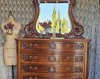 French Dresser with Mirror,  Late 1800, with Marble Counter top,  Buy me AS IS, Or, Customized the color ! see details on the description!!