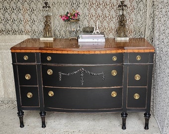 Vintage 1930s Inlaid Burl Commode Chest, French Vintage Inlaid Marquetry Linen or Hall Chest/Dresser