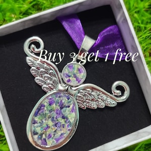 Memorial Flower Keepsake Angel Ornament, Christmas Keepsake, Funeral Keepsake Ornament, Dried Funeral Angel Ornament Cremation Keepsake