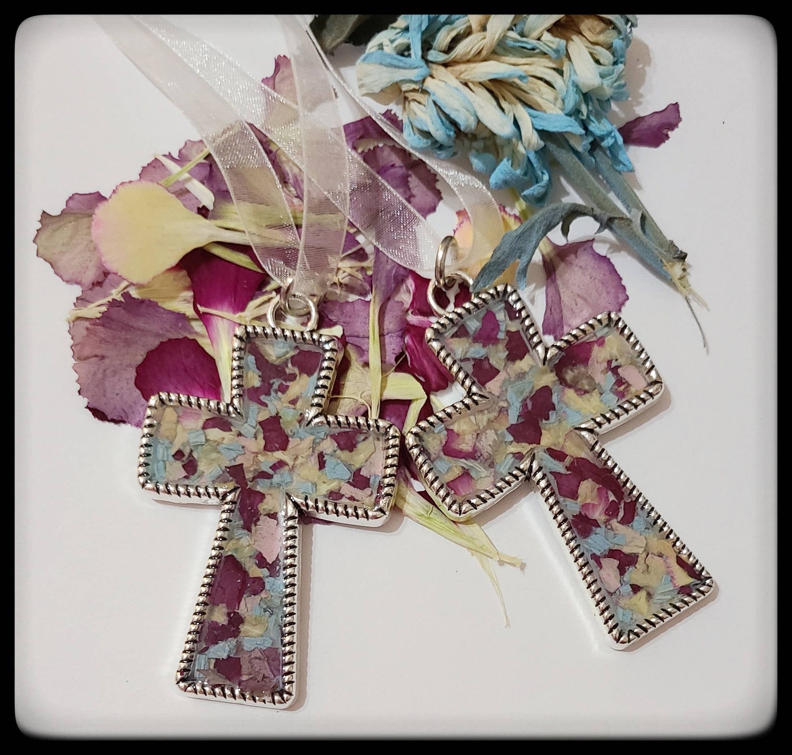 Dried Funeral Flower Keepsake Pendant Memorial Jewelry Dried Etsy