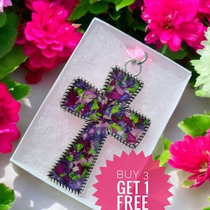 Memorial Dried Flower Keepsake Cross, Cremation, Dried Funeral Flower Memory Keepsake Cross, Memorial Jewelry, Funeral Flower Cross Ornament