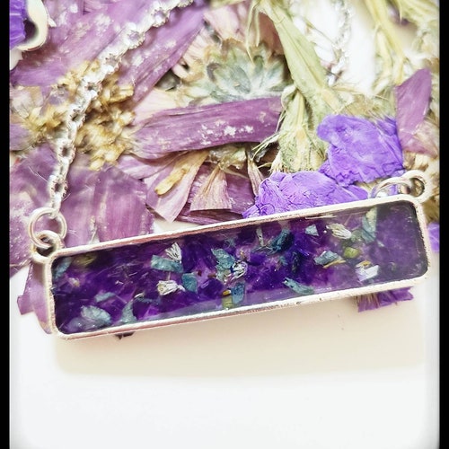 Funeral Flower Bar Necklace Keepsake Necklace Dried Flower Etsy