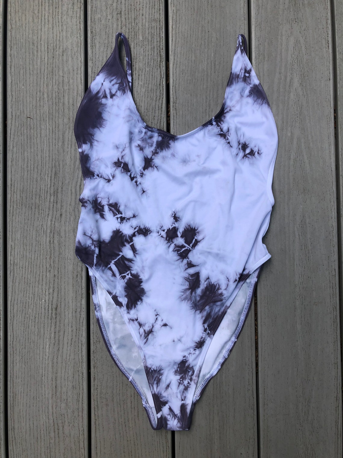 Charcoal Tie Dye One Piece Swimsuit US 10 | Etsy