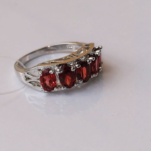 Natural red shops garnet ring in 925 sterling silver