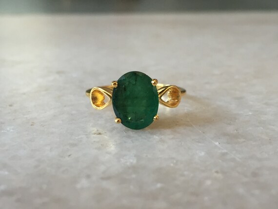 Natural Dark Green Emeralds Ring for Women in 18k Hallmarked | Etsy