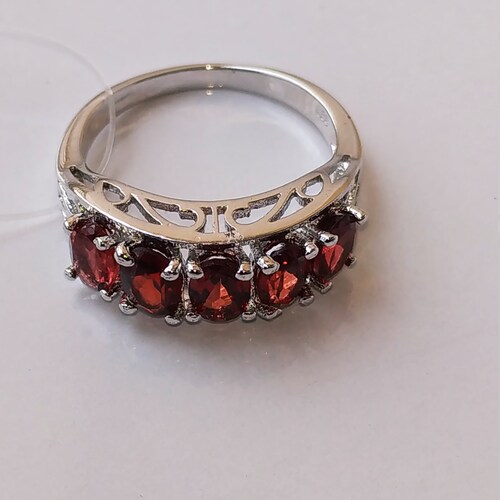 Natural red shops garnet ring in 925 sterling silver