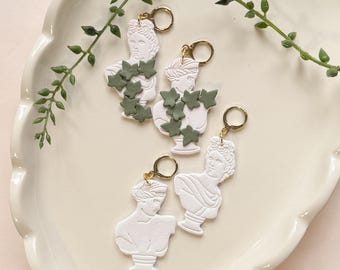 Apollo and Artemis Statue Earrings | Greek Statue Earrings | Roman Statue Dangle Earrings | Handmade Clay Earrings