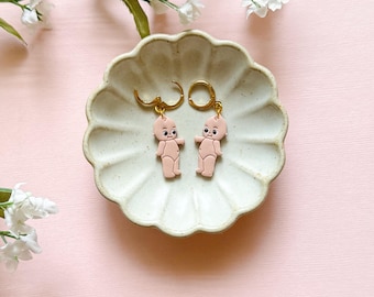Kewpie Baby Dangle Earrings | Baby Doll Earrings | Mini Baby Dangles | Handmade Clay Earrings